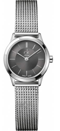 Calvin Klein Minimal K3M23124 ladies watch with grey sunburst dial and mesh bracelet