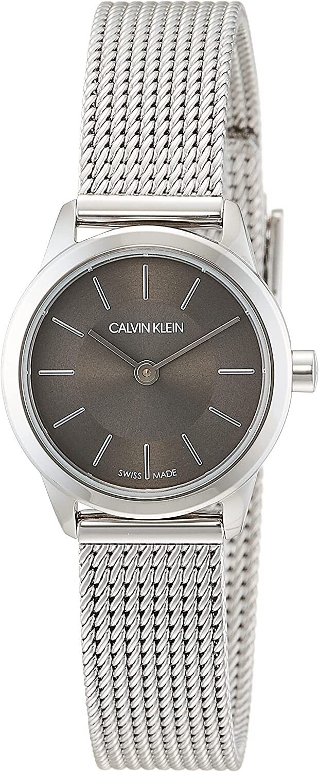 Calvin Klein Minimal ladies watch model K3M23124 with grey dial worn on wrist