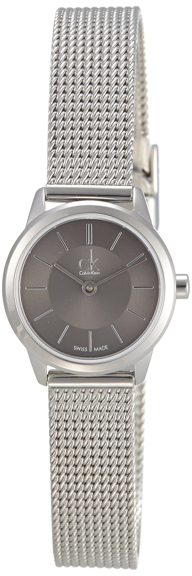 Calvin Klein Minimal K3M23124 ladies quartz watch with grey dial displayed on wrist