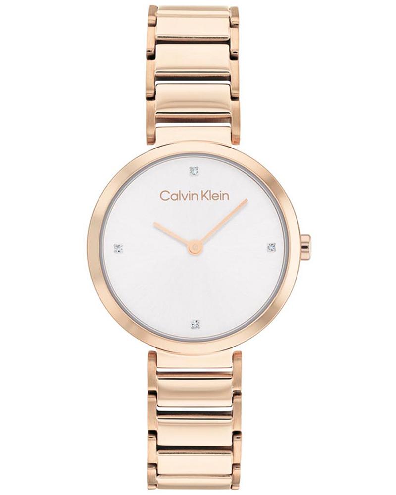 CALVIN KLEIN Minimalistic T Bar White Dial Gold Watch 25200140
