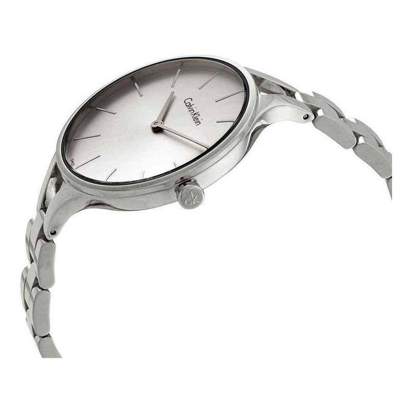 Calvin Klein Rise watch angled side view showing case and bracelet profile