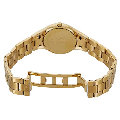 Calvin Klein Simplicity ladies watch case back with gold-plated finish and bracelet