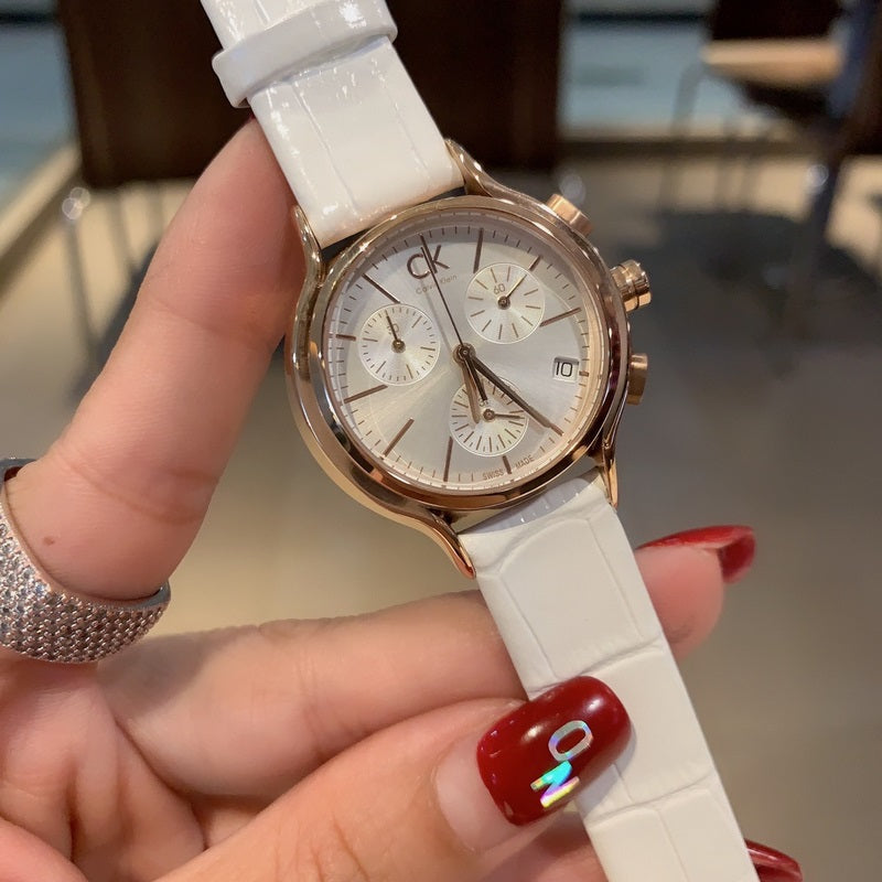 Calvin Klein Skirt Chronograph Quartz White Dial Ladies Watch K2U296L6