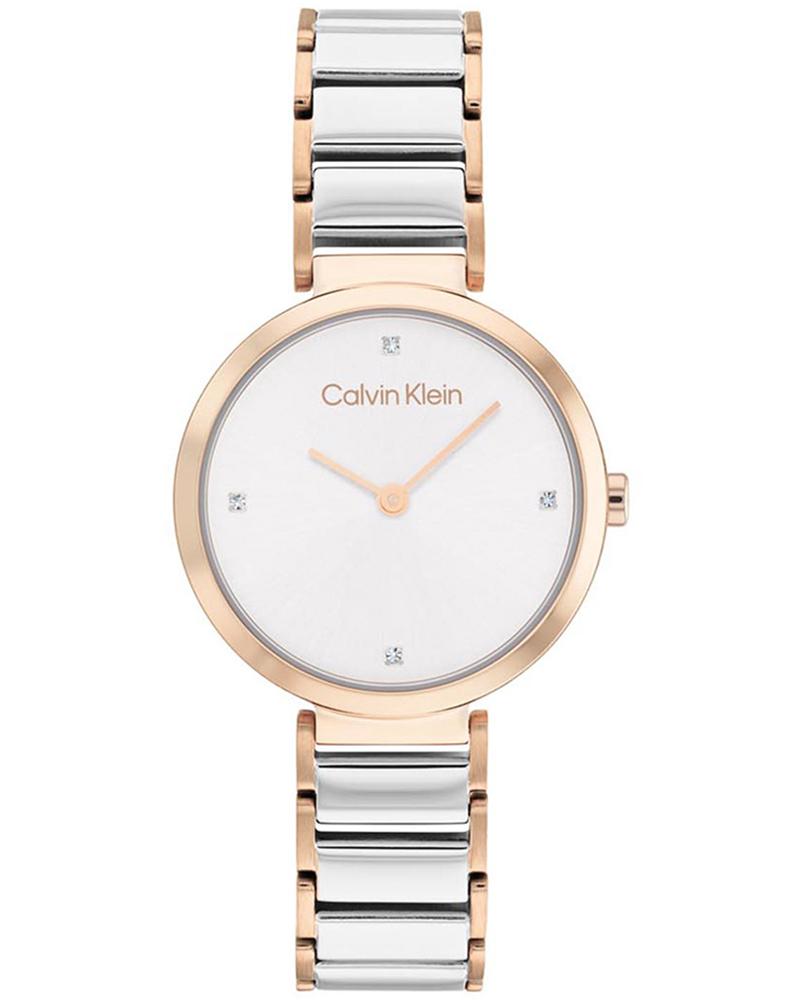 Calvin Klein Stately Quartz White Dial Tow Tone Watch 25200139