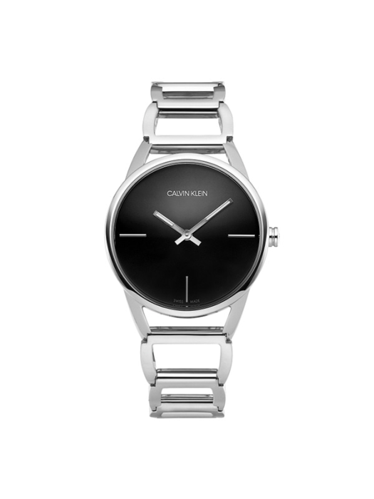 Calvin Klein Stately Black Dial Silver Ladies Watch K3G23121