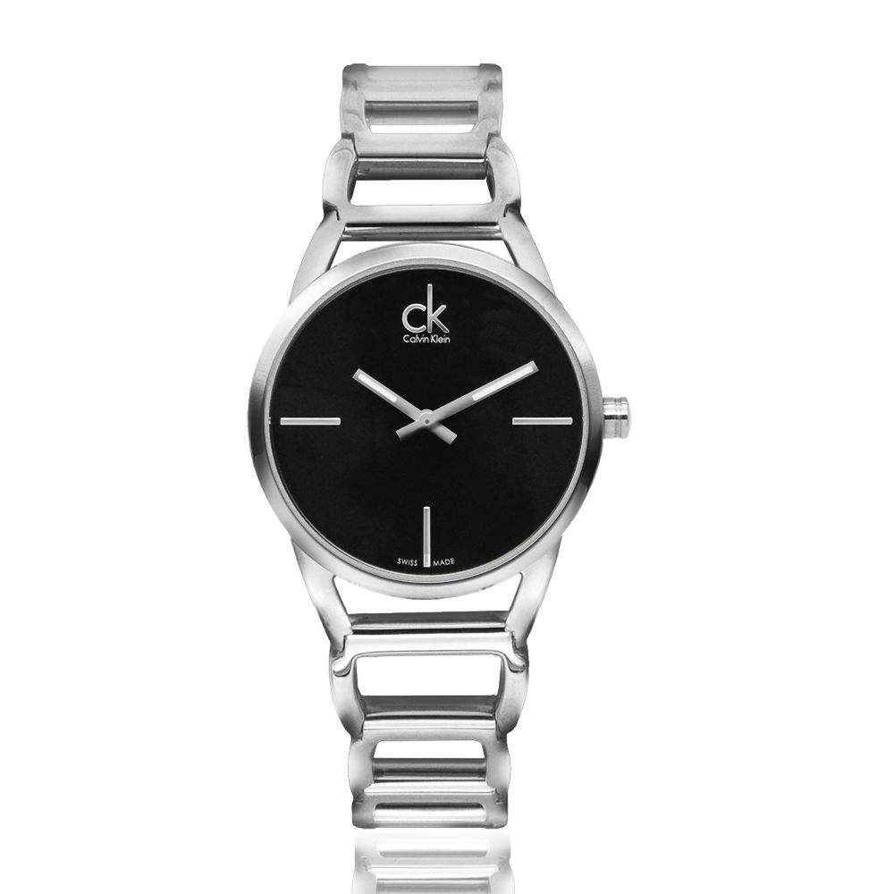 Calvin Klein Stately Black Dial Silver Ladies Watch K3G23121