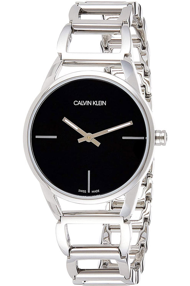 Calvin Klein Stately Black Dial Silver Ladies Watch K3G23121