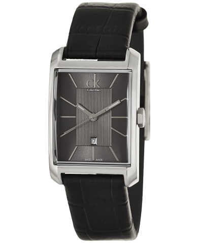 Calvin Klein Window Quartz Anthracite Dial Black Leather Ladies Watch K2M23107