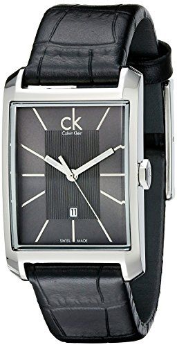 Calvin Klein Window Quartz Anthracite Dial Black Leather Ladies Watch K2M23107