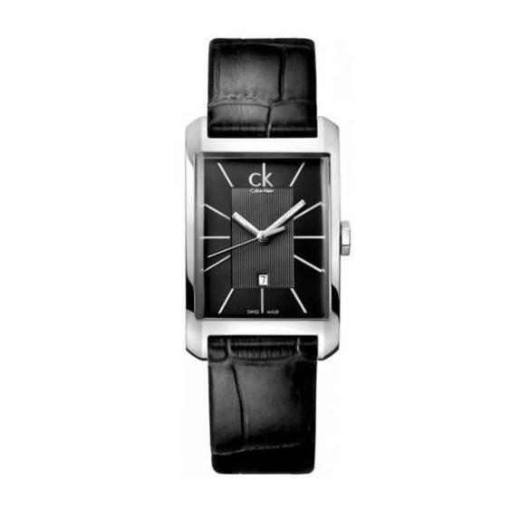 Calvin Klein Window Quartz Anthracite Dial Black Leather Ladies Watch K2M23107