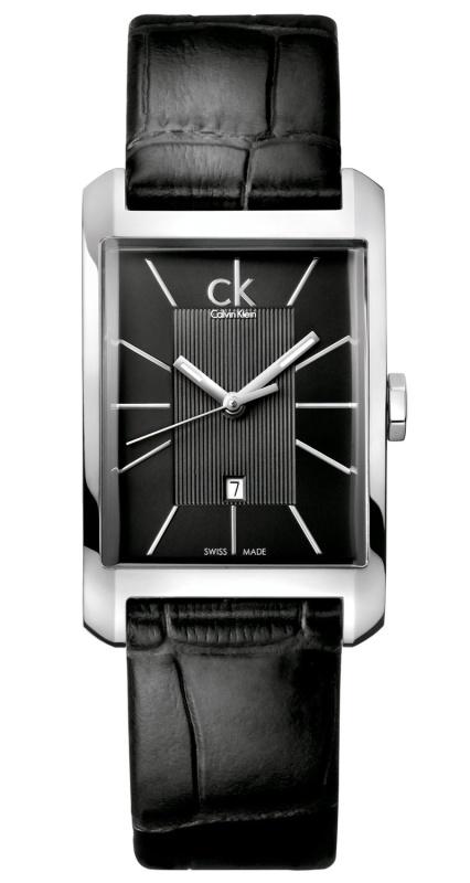 Calvin Klein Window Quartz Anthracite Dial Black Leather Ladies Watch K2M23107