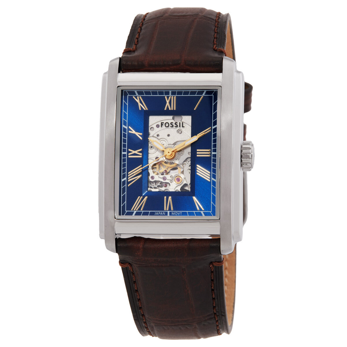 Fossil Carraway Automatic Brown Croco Leather Men's Watch - ME3273
