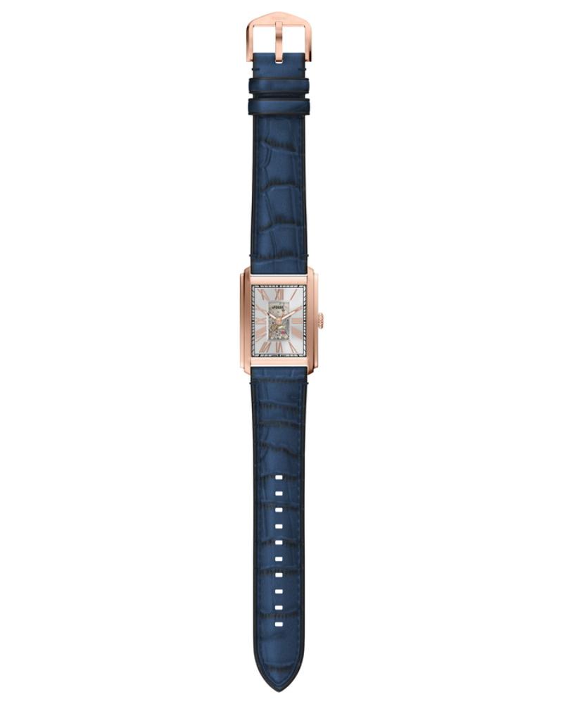 Carraway ME3274 blue crocodile leather strap with rose gold buckle