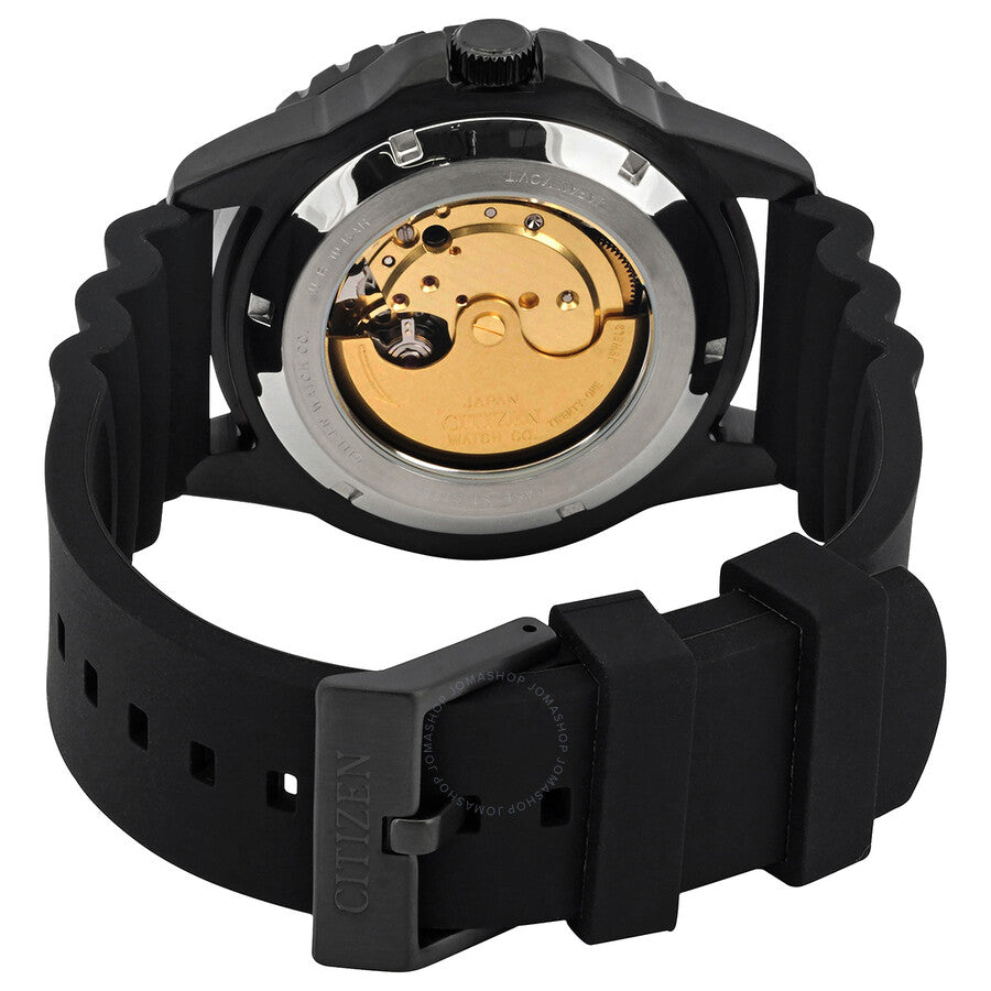 Citizen NJ0125-11E caseback revealing automatic movement with gold-tone rotor