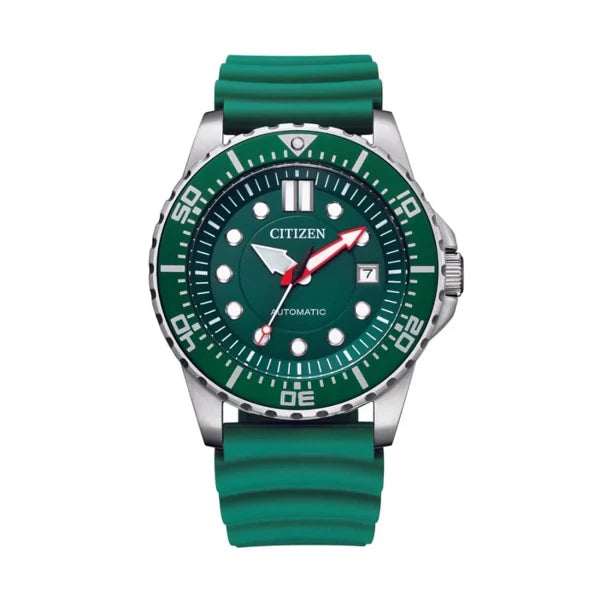 Citizen Mechanical Automatic Green Dial Green Rubber Strap Watch for Men - NJ0129-10X