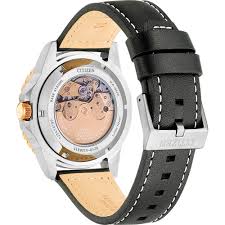 Citizen NJ0176-10E caseback showing automatic movement and skeleton window