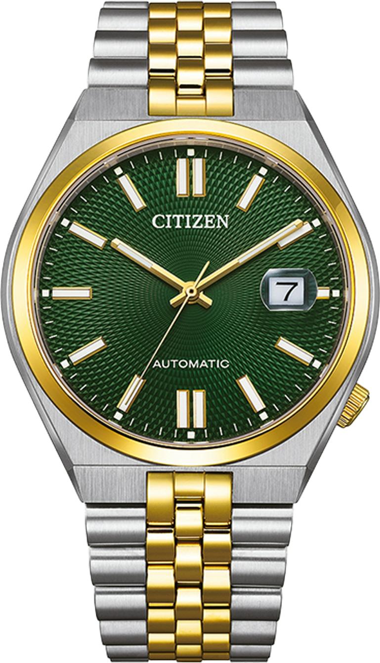 Citizen Tsuyosa 60 automatic watch with green dial and two-tone bracelet