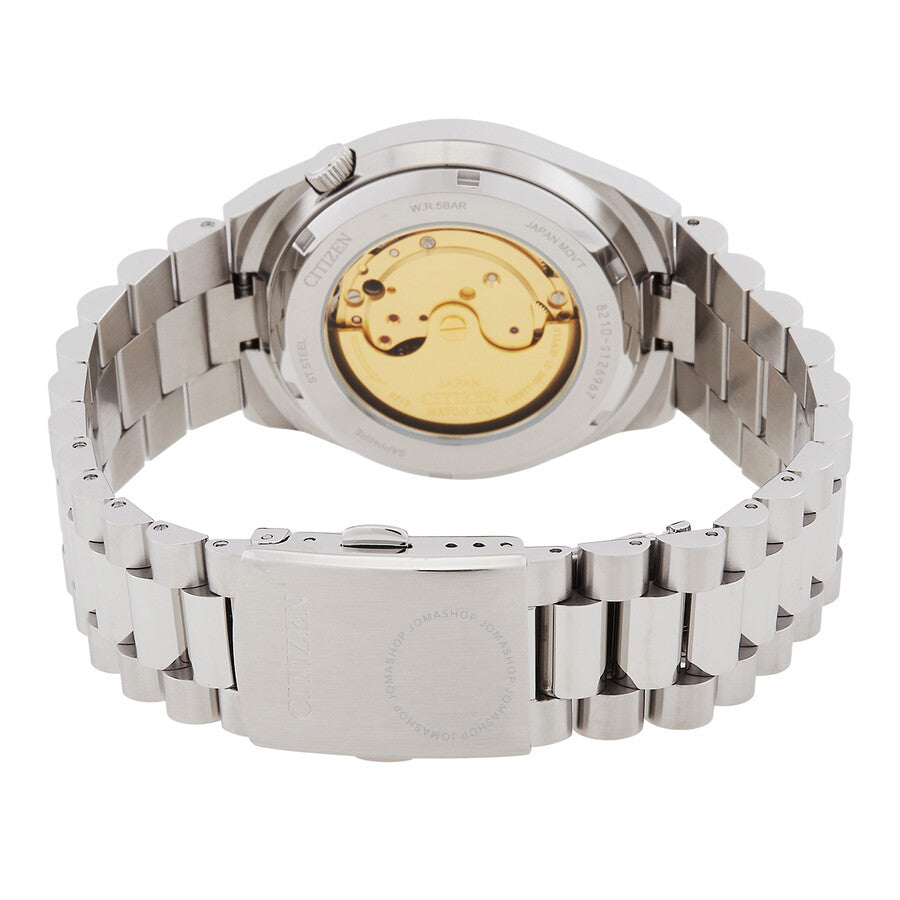 Citizen Tsuyosa caseback showing golden automatic movement mechanism