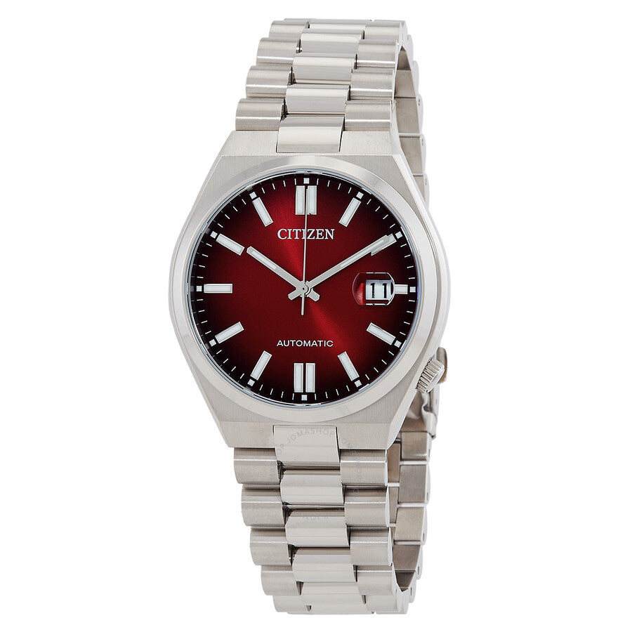 Citizen Tsuyosa automatic watch with burgundy dial and stainless steel bracelet