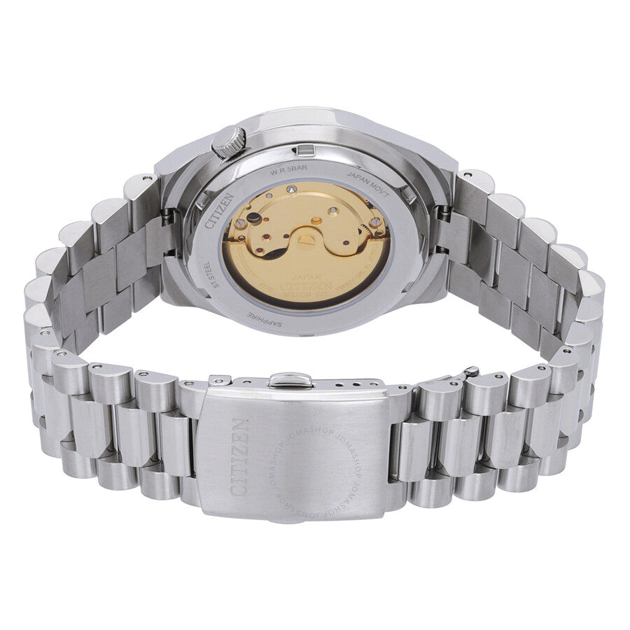 Citizen Tsuyosa watch caseback showing automatic movement through exhibition display