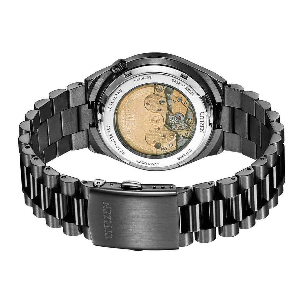 Citizen Tsuyosa caseback displaying automatic movement and exhibition display