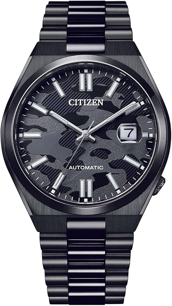 Citizen Tsuyosa automatic men's watch with 40mm black sunburst dial and stainless steel bracelet