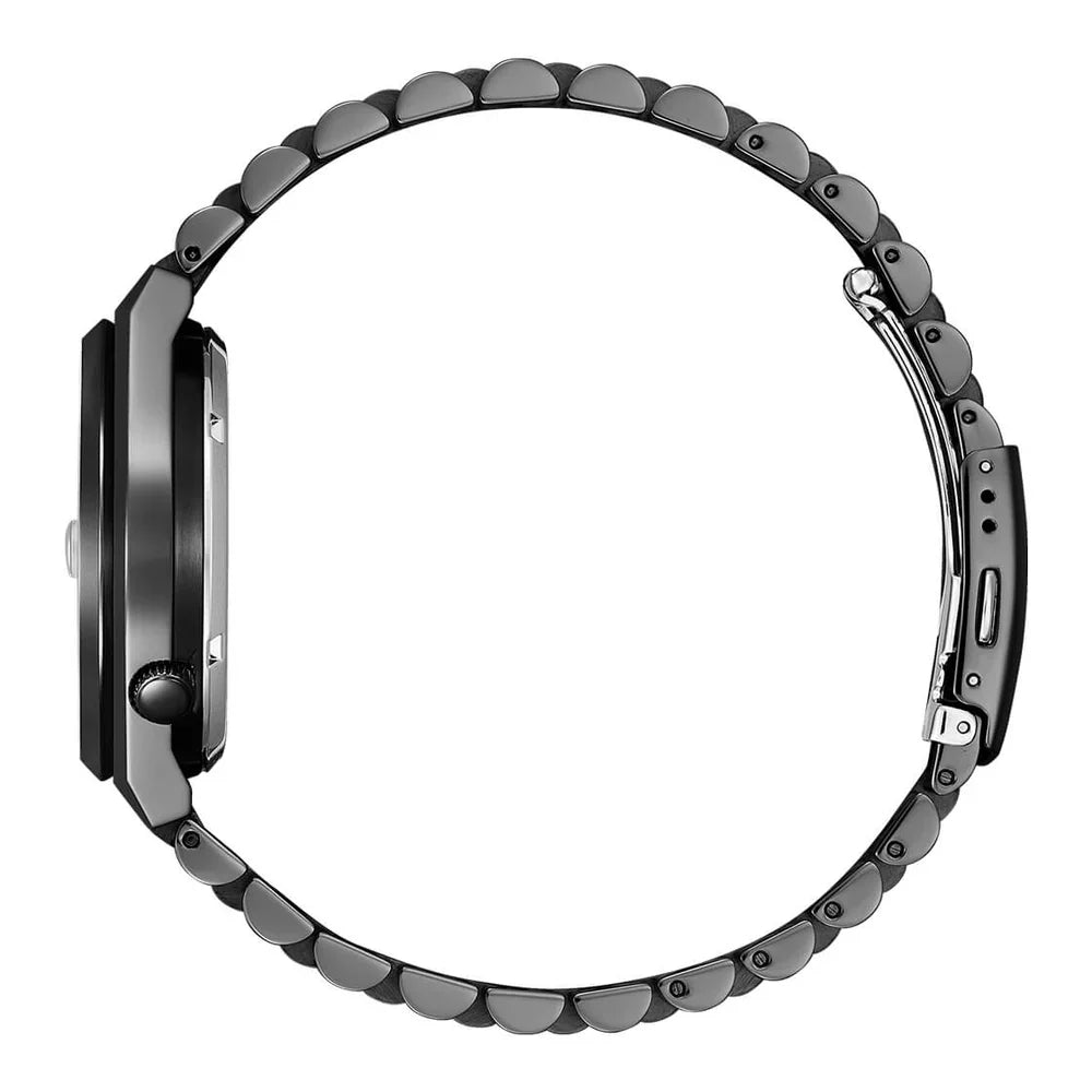 Side view of Citizen Tsuyosa stainless steel bracelet and case profile