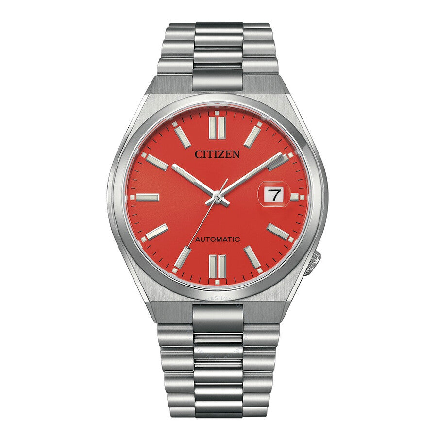 Citizen Tsuyosa automatic watch with blazing red dial, stainless steel case and bracelet