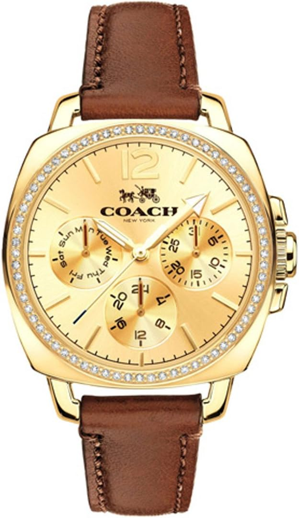 Coach Quartz Brown Leather Strap Gold Dial 34mm Women's Watch - 14502172