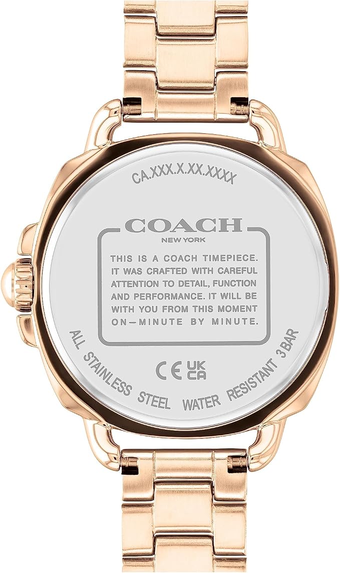 Coach Rose Gold Ionic Plated Steel Bracelet and White Dial Quartz Women's Watch - 14504158