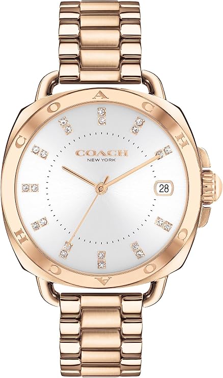 Coach Rose Gold Ionic Plated Steel Bracelet and White Dial Quartz Women's Watch - 14504158