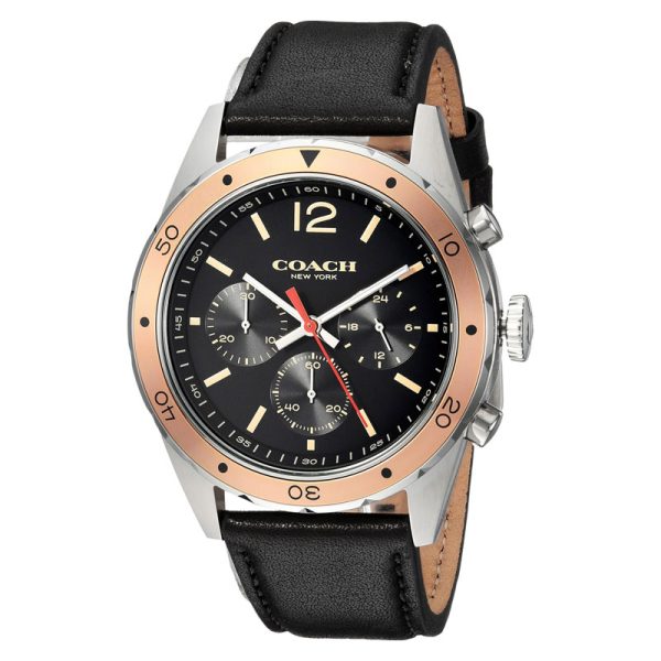 Coach Quartz Black Leather Strap Black Dial 44mm Men's Watch 14602133