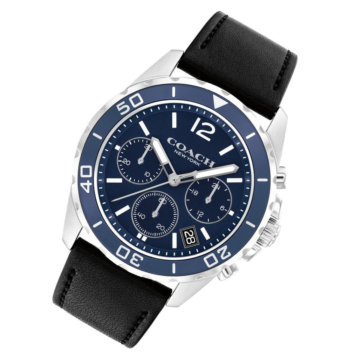 Coach Quartz Black Leather Strap Blue Dial 44mm Men's Watch - 14602666