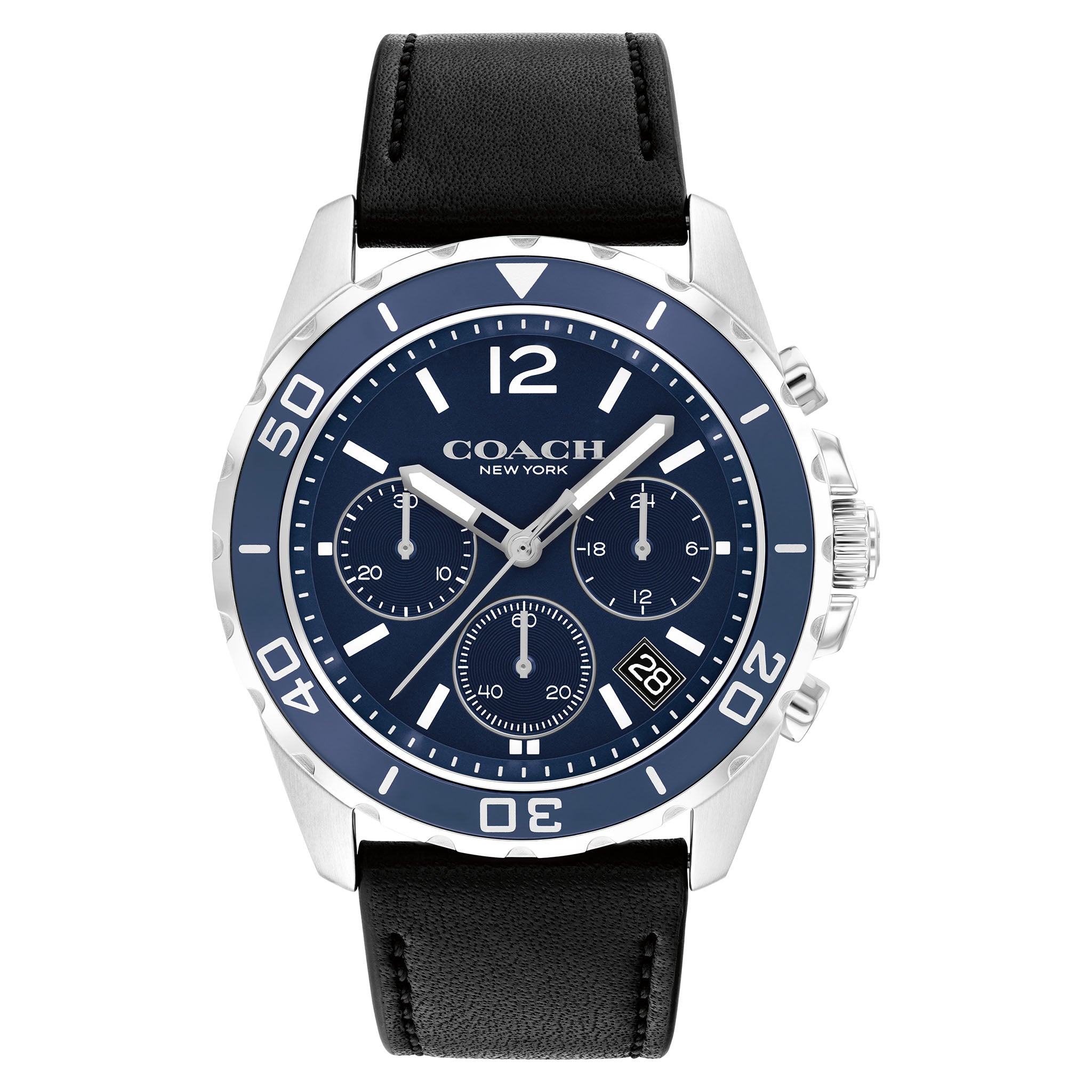 Coach Quartz Black Leather Strap Blue Dial 44mm Men's Watch - 14602666