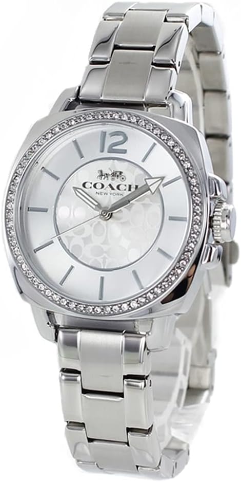 COACH Boyfriend Silver Tone Crystal Accented Logo Dial Women's Watch - 14503140