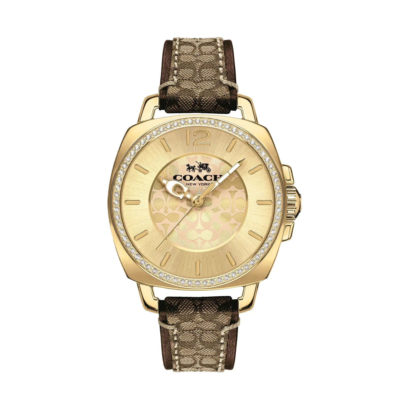 Coach Boyfriend Leather Strap Gold Dial Ladies Watch - 14503150