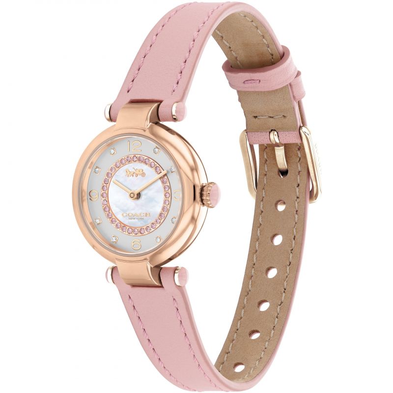 Coach Cary Mother Of Pearl Dial Pink Leather Strap Women's Watch 14503896