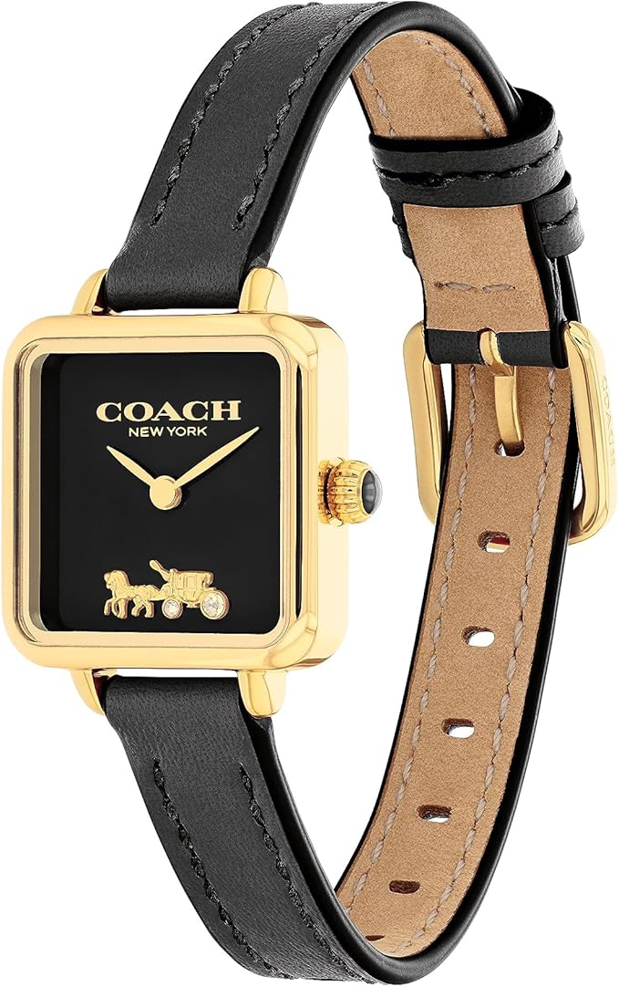 COACH 2-Hand Cass Collection Quartz Movement With Black Leather Strap Women Watch   - 14504225