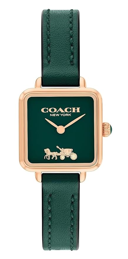 Coach Cass Green Dial Leather Strap Ladies Watch - 14504227