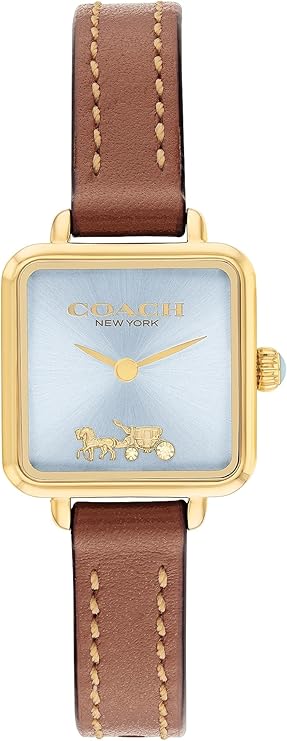 Coach Cass Gold-Tone Case, Saddle Leather Strap 22mm Women's Watch – 14504231