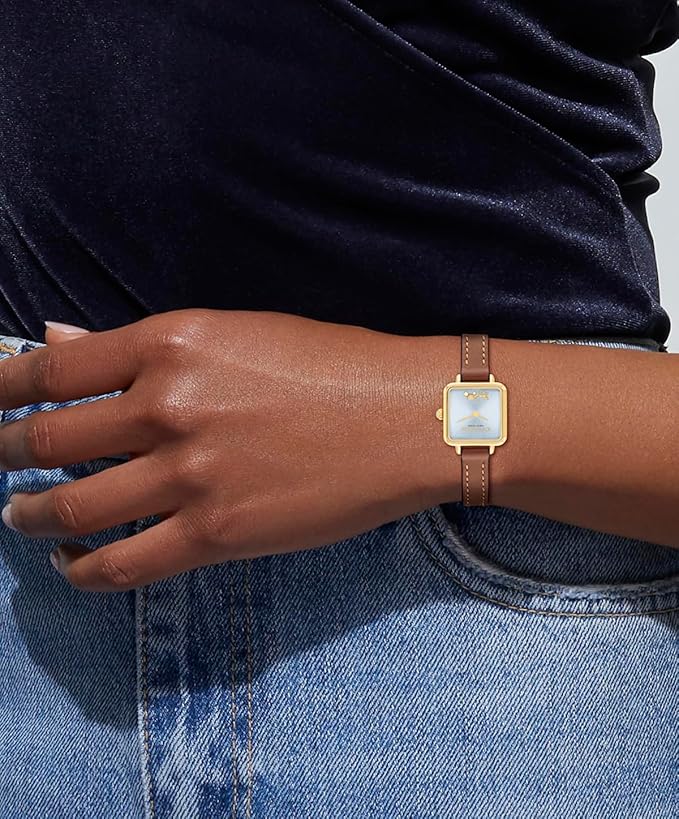 Coach Cass Gold-Tone Case, Saddle Leather Strap 22mm Women's Watch – 14504231