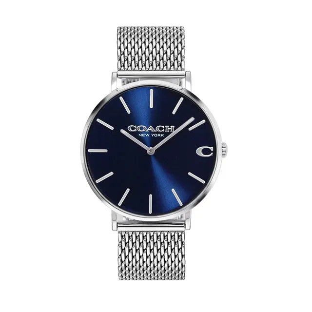 Coach Charles Silver Stainless Steel 36mm Mesh Bracelet Men's Watch - 14602437