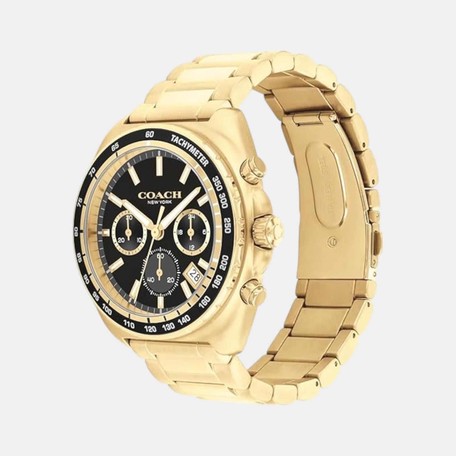 Coach Charter Gold-Tone IP Chronograph with Black Dial Men's Watch - 14602703