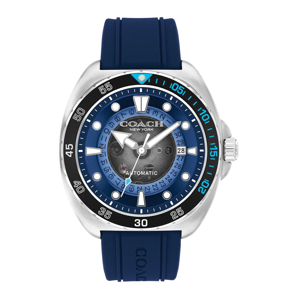 COACH Charter Automatic Blue Silicone 44mm Men's Watch - 14602714