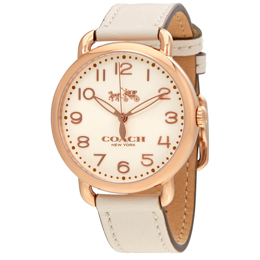 Coach Delancey White Dial White Leather Ladies Watch - 14502716