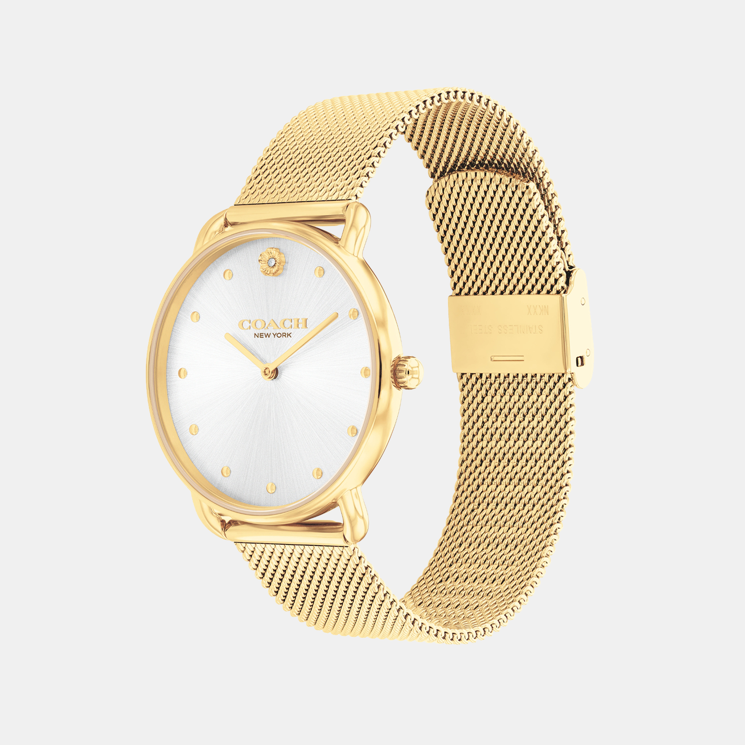 Coach Elliot 36mm Silver Dial Gold Tone Mesh Bracelet Watch - 14504208
