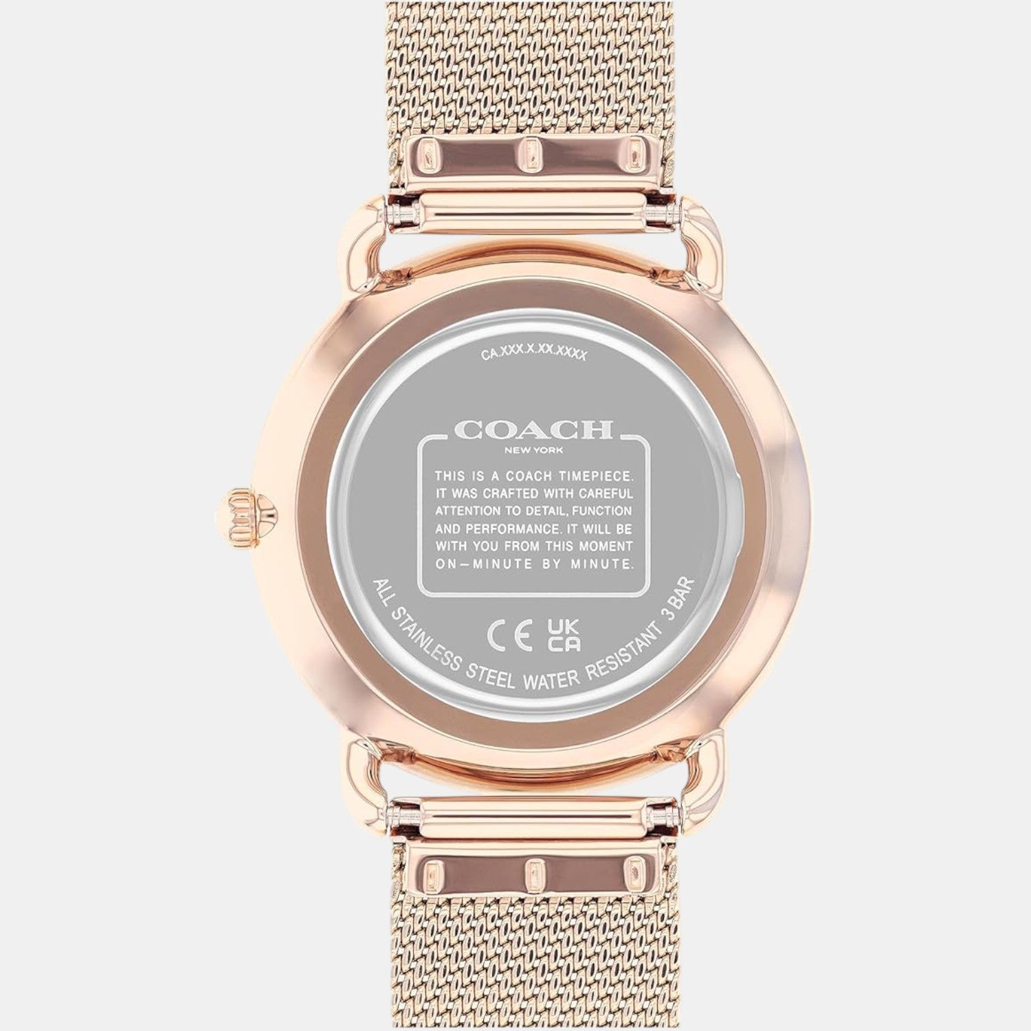 COACH Elliot White Sunray Dial Mesh Rose Gold-Tone Stainless Steel Bracelet Watch - 14504209