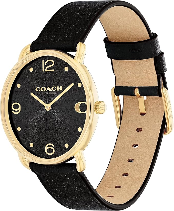 COACH Elliot Black Dial and Black Leather Strap Women's Watch - 14504245