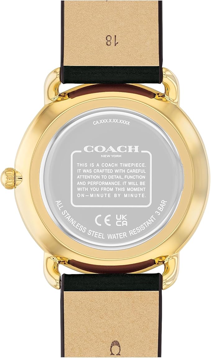 COACH Elliot Black Dial and Black Leather Strap Women's Watch - 14504245