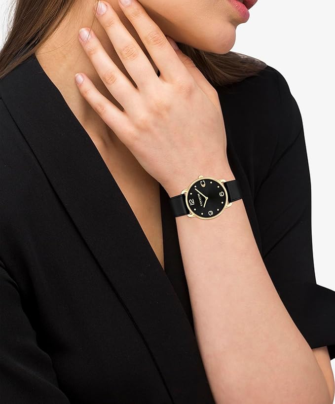 COACH Elliot Black Dial and Black Leather Strap Women's Watch - 14504245